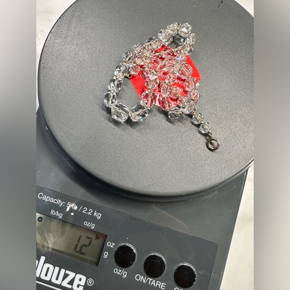 ANTIQUE Faceted Crystal Graduated Bead Necklace on Gold Chain - Picture 10 of 12